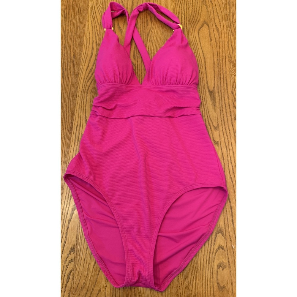 Tommy Bahama One Piece Halter Swimsuit womens Size 14 Pink Marilyn Monroe Beach